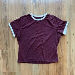 Abercrombie & Fitch Maroon Tee with Light Trim
